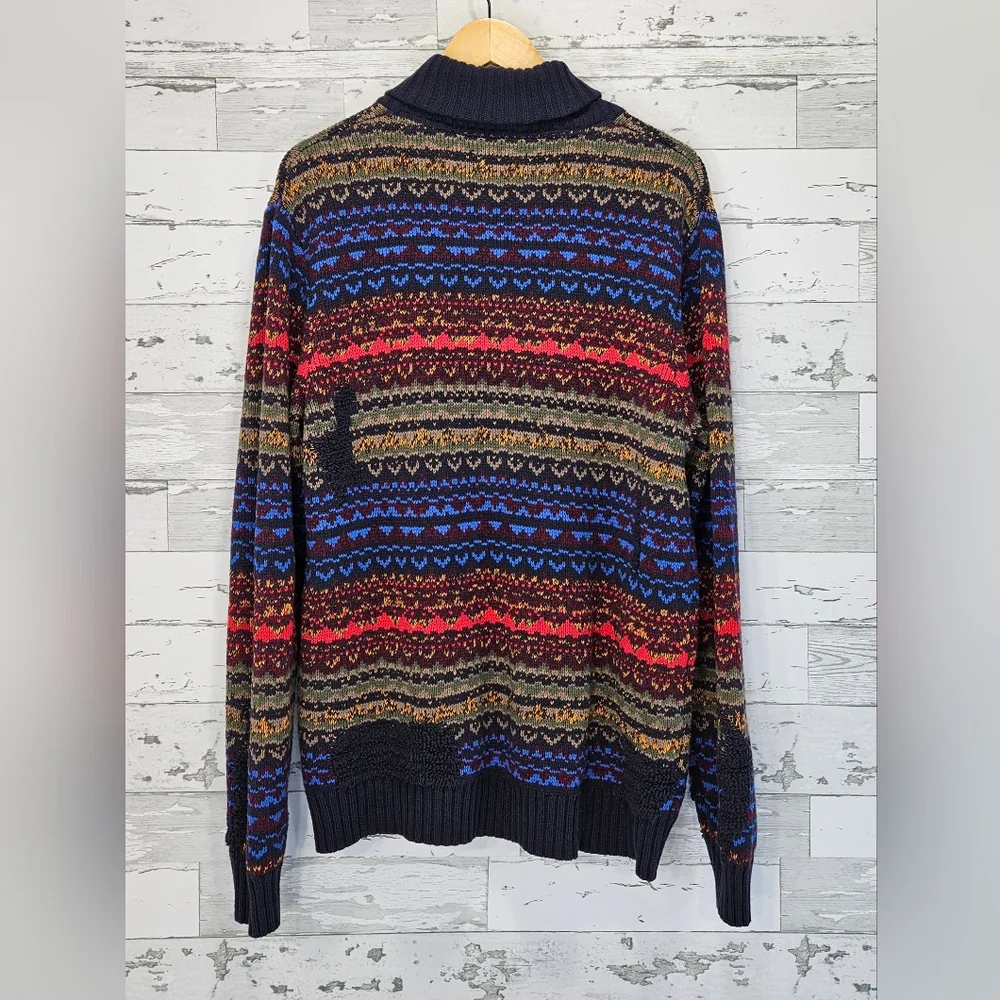 Rails‎ Mens Shawl Full Zip Cardigan Large Striped Blue Multicolor Cotton Blend